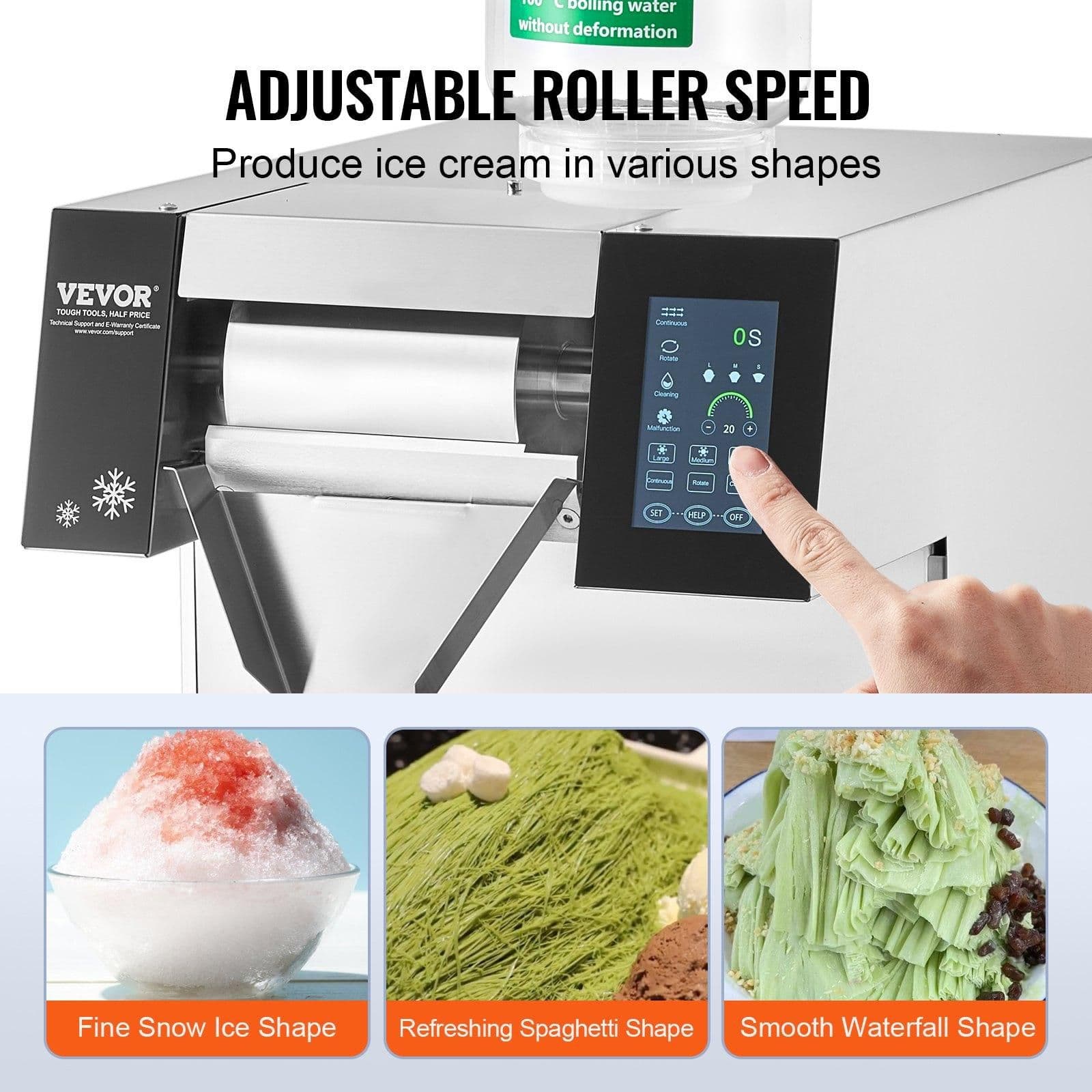 image-VEVOR Commercial Snowflake Ice Machine, 573LBS/24H Snowflake Ice Maker, Stainless Steel Ice Shaver Machine, Electric Snow Cone Maker, Air Cooling System for Rapid Heat Dissipation, for Bakery, Cafe