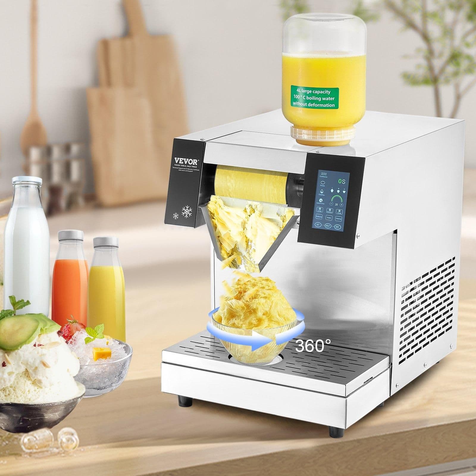 image-VEVOR Commercial Snowflake Ice Machine, 573LBS/24H Snowflake Ice Maker, Stainless Steel Ice Shaver Machine, Electric Snow Cone Maker, Air Cooling System for Rapid Heat Dissipation, for Bakery, Cafe