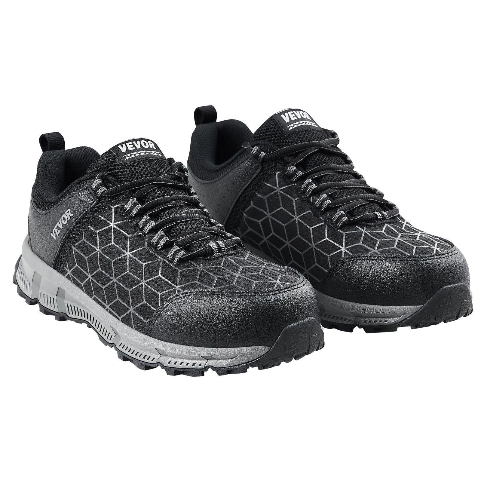 image-VEVOR Steel Toe Shoes for Men, US Size 12 Wide, Men’s Cushion Sport Safety Toe Athletic Work Shoe, Indestructible Safety Sneakers Lightweight,Breathable Industry Construction Work Shoes, Black