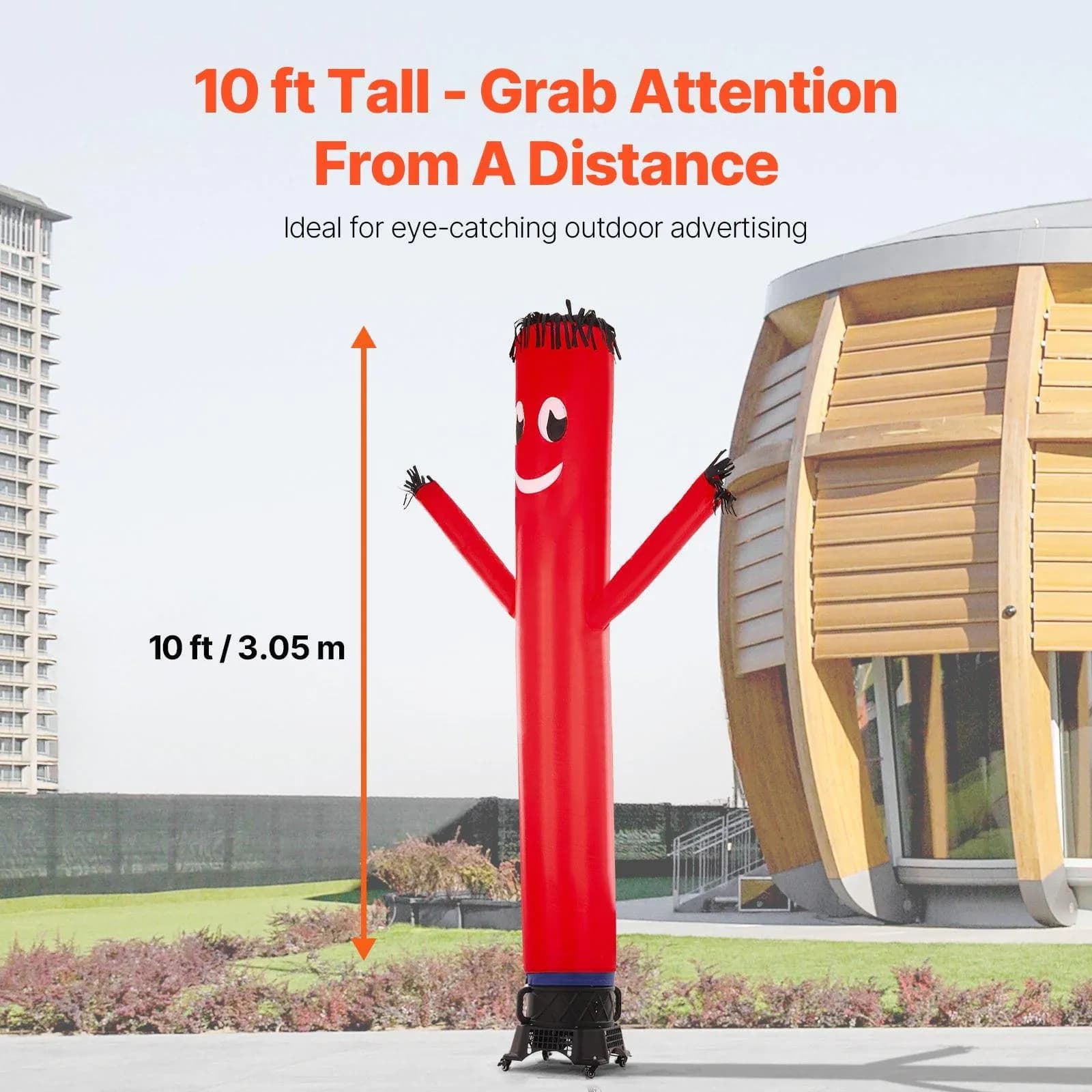 image-VEVOR Inflatable Tube Man Set, 10 ft Tall, Wacky Waving Inflatable Dancing Tube Guy with 9/10 HP Blower, PP Shell IPX3 Waterproof Blower Fan, for Outdoor Advertising Business Store Party