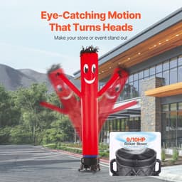 image-VEVOR Inflatable Tube Man Set, 10 ft Tall, Wacky Waving Inflatable Dancing Tube Guy with 9/10 HP Blower, PP Shell IPX3 Waterproof Blower Fan, for Outdoor Advertising Business Store Party