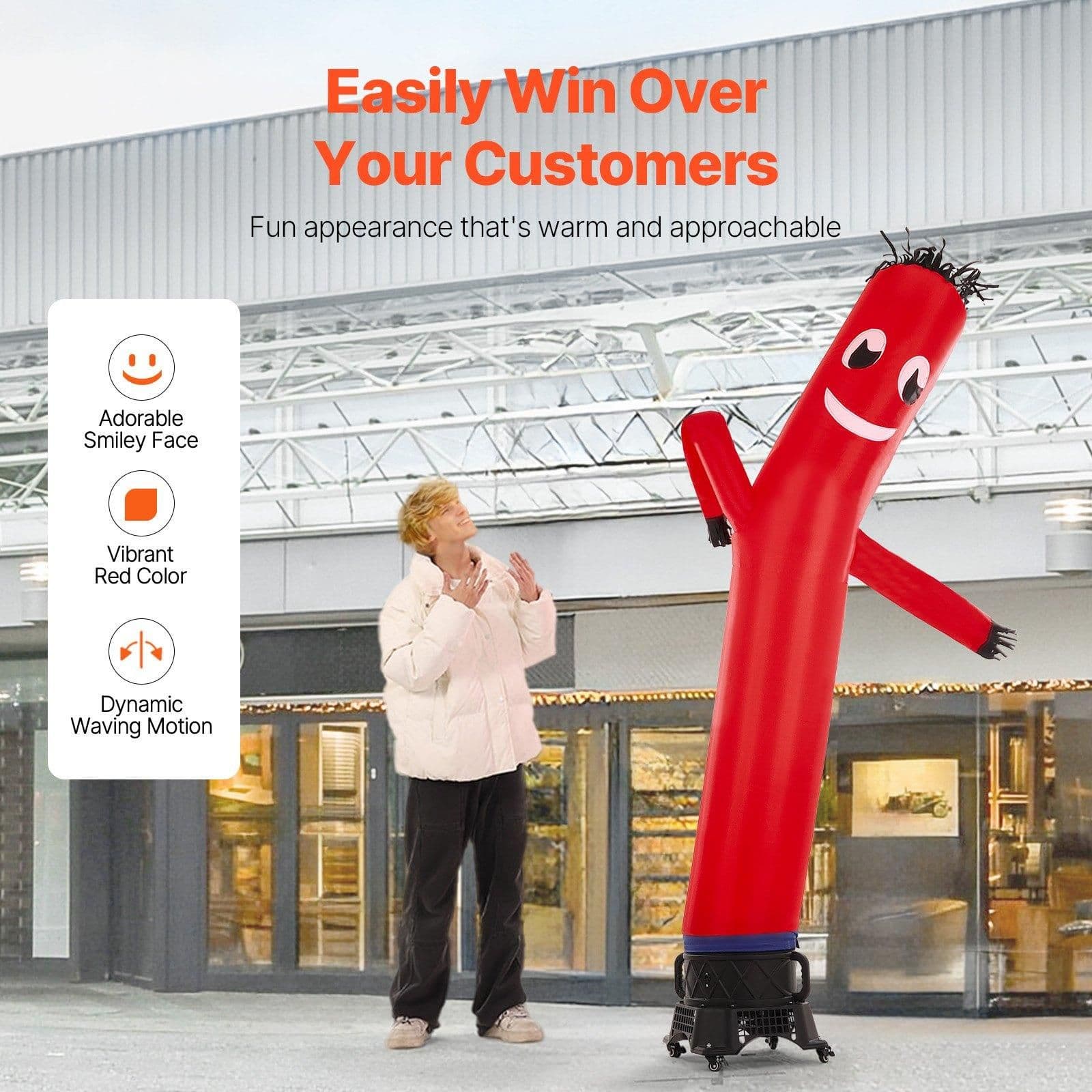 image-VEVOR Inflatable Tube Man Set, 10 ft Tall, Wacky Waving Inflatable Dancing Tube Guy with 9/10 HP Blower, PP Shell IPX3 Waterproof Blower Fan, for Outdoor Advertising Business Store Party