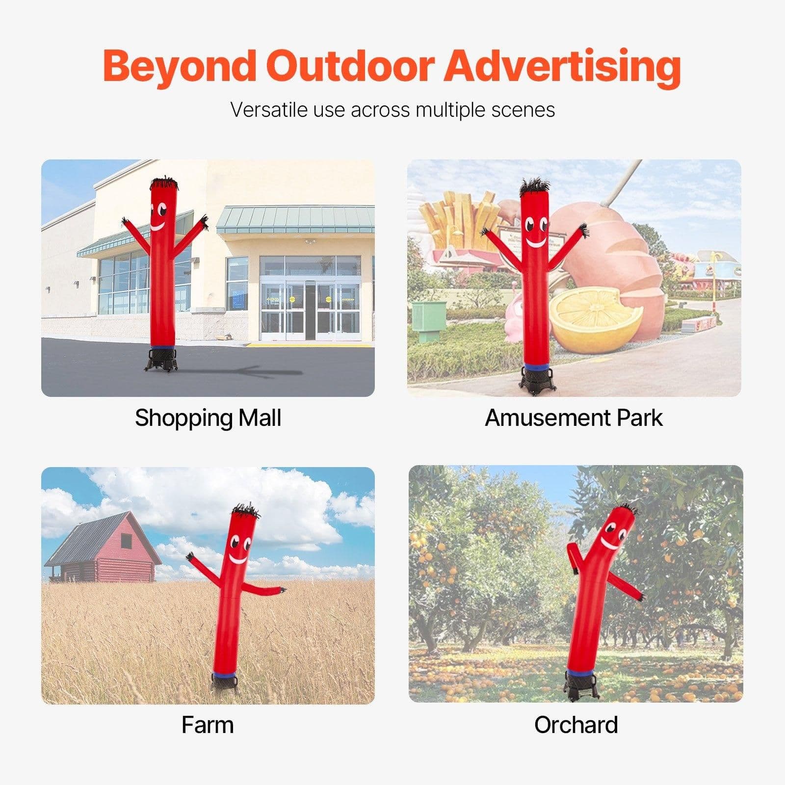 image-VEVOR Inflatable Tube Man Set, 10 ft Tall, Wacky Waving Inflatable Dancing Tube Guy with 9/10 HP Blower, PP Shell IPX3 Waterproof Blower Fan, for Outdoor Advertising Business Store Party