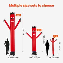 image-VEVOR Inflatable Tube Man Set, 10 ft Tall, Wacky Waving Inflatable Dancing Tube Guy with 9/10 HP Blower, PP Shell IPX3 Waterproof Blower Fan, for Outdoor Advertising Business Store Party