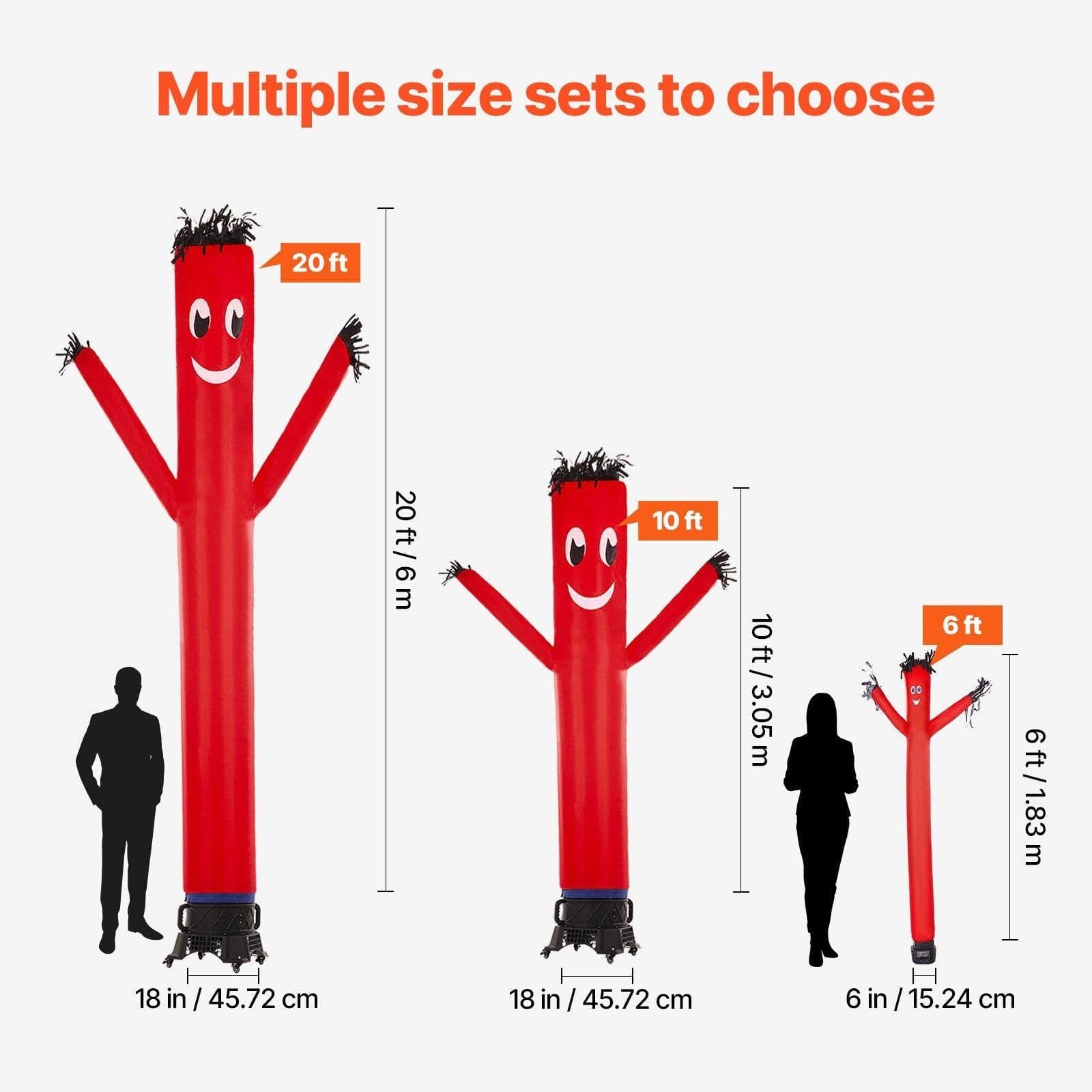 image-VEVOR Inflatable Tube Man Set, 10 ft Tall, Wacky Waving Inflatable Dancing Tube Guy with 9/10 HP Blower, PP Shell IPX3 Waterproof Blower Fan, for Outdoor Advertising Business Store Party