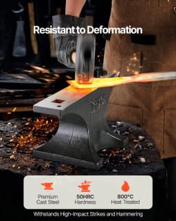 image-VEVOR Single Horn Anvil, 55lbs Cast Steel Anvil, High Hardness Rugged Round Horn Anvil for Blacksmiths, with Large Countertop and Stable Base, Metal Working Tool for Metal Bending, Shaping, Twisting