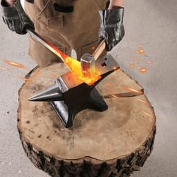 image-VEVOR Single Horn Anvil, 55lbs Cast Steel Anvil, High Hardness Rugged Round Horn Anvil for Blacksmiths, with Large Countertop and Stable Base, Metal Working Tool for Metal Bending, Shaping, Twisting