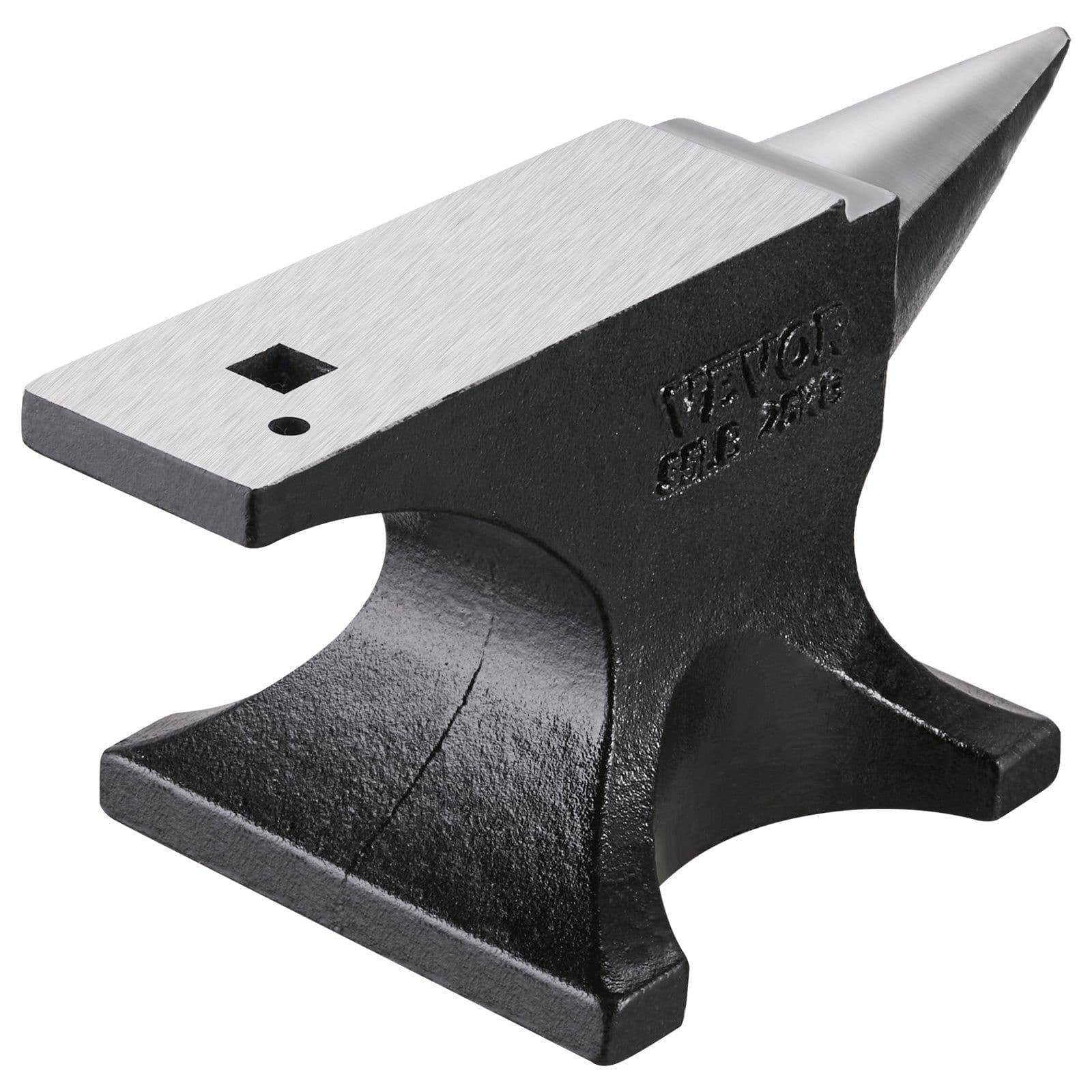 image-VEVOR Single Horn Anvil, 55lbs Cast Steel Anvil, High Hardness Rugged Round Horn Anvil for Blacksmiths, with Large Countertop and Stable Base, Metal Working Tool for Metal Bending, Shaping, Twisting