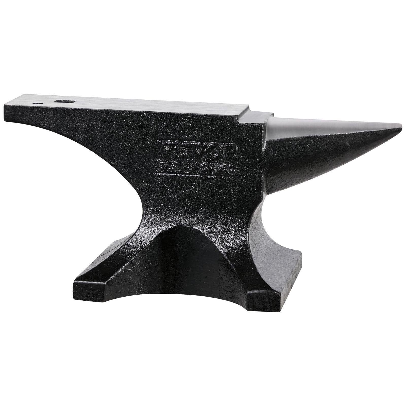 image-VEVOR Single Horn Anvil, 55lbs Cast Steel Anvil, High Hardness Rugged Round Horn Anvil for Blacksmiths, with Large Countertop and Stable Base, Metal Working Tool for Metal Bending, Shaping, Twisting