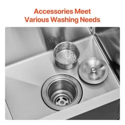 image-VEVOR 15 inch Kitchen Sink Workstation, 304 Stainless Steel Top Mount Sinks, Drop-In Single Bowl Farmhouse Basin with Accessories, Household Dishwasher Sinks for RV, Prep Kitchen, Laundry Room, Bar