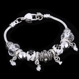 image-2019 Pando Fashion Glass Beaded Bracelet Alloy Four-leaf Clover Pendant Bracelet DIY Beaded Bracelet