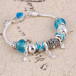 image-2019 Pando Fashion Glass Beaded Bracelet Alloy Four-leaf Clover Pendant Bracelet DIY Beaded Bracelet