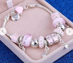 image-2019 Pando Fashion Glass Beaded Bracelet Alloy Four-leaf Clover Pendant Bracelet DIY Beaded Bracelet
