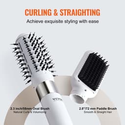 image-VEVOR Hair Dryer Brush Ionic Hot Air Styler with 2 Brushes for Drying Volumizing