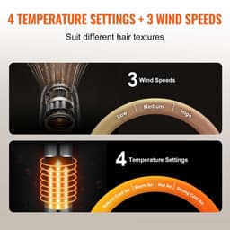image-VEVOR Hair Dryer Brush Ionic Hot Air Styler with 2 Brushes for Drying Volumizing