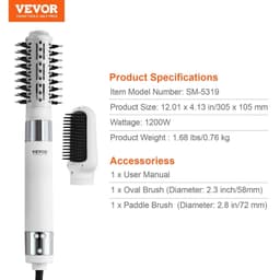 image-VEVOR Hair Dryer Brush Ionic Hot Air Styler with 2 Brushes for Drying Volumizing