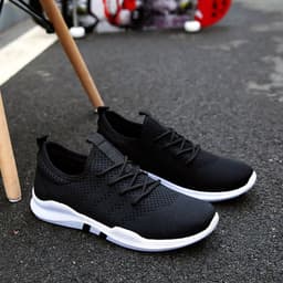 image-Autumn and winter new flying woven shoes male Korean version of low to help breathable canvas shoes trend casual sports tide shoes student shoes