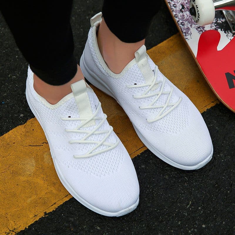 image-Autumn and winter new flying woven shoes male Korean version of low to help breathable canvas shoes trend casual sports tide shoes student shoes