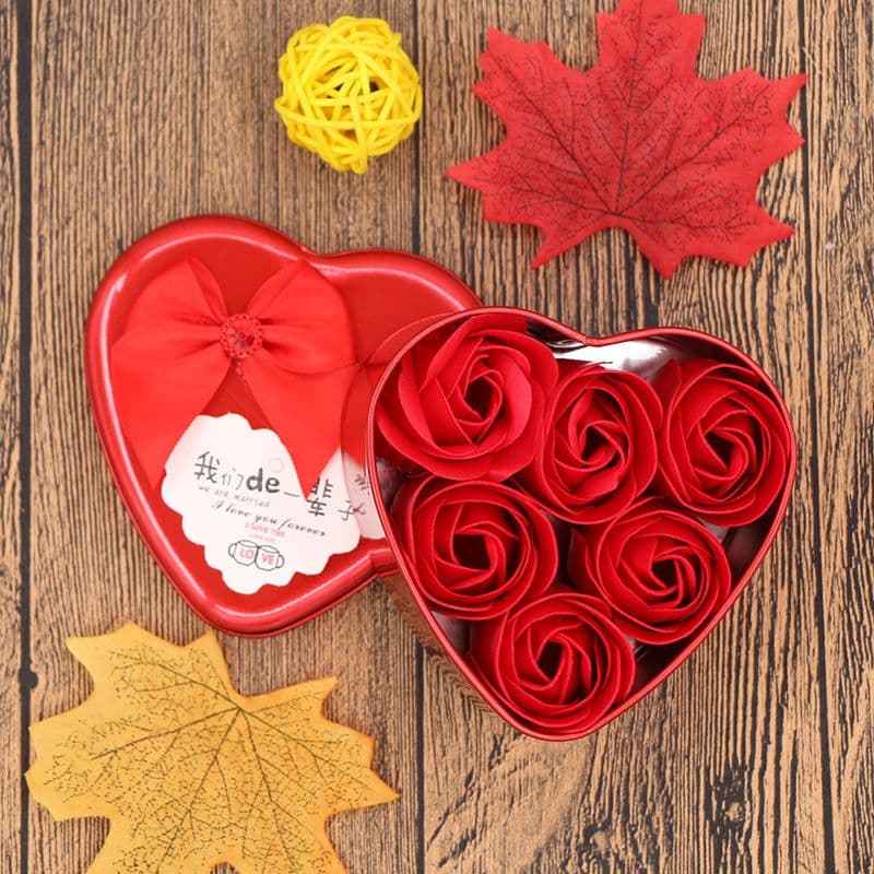 image-Soap Flower Gift Box Valentine's Day Gift Mother's Day Creative Gifts Bear Flower Rose Heart Shaped Tin Box