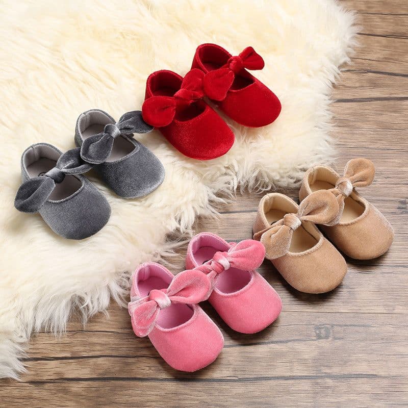 image-Spring and Autumn 0-1 year old female treasure bowknot pure color princess soft-soled shoes non-slip baby toddler shoes support one generation