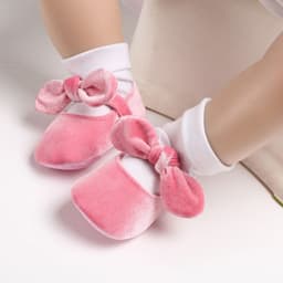 image-Spring and Autumn 0-1 year old female treasure bowknot pure color princess soft-soled shoes non-slip baby toddler shoes support one generation