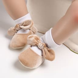 image-Spring and Autumn 0-1 year old female treasure bowknot pure color princess soft-soled shoes non-slip baby toddler shoes support one generation