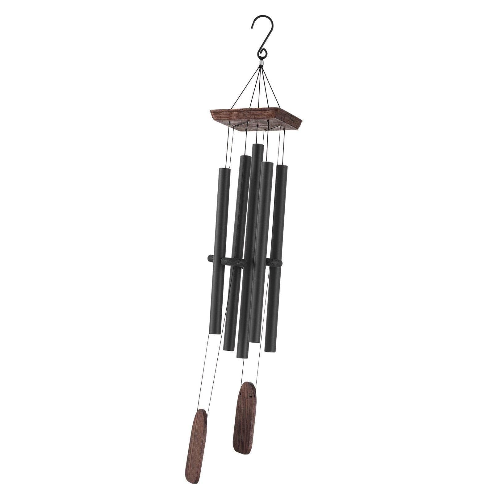 image-VEVOR Wind Chimes for Outside, 48 in, Deep Tone Wind Chimes with 5 Tubes, Unique Large Memorial Wind Chimes for Anniversary, Amazing Outdoor Decor for Your Patio, Porch, Garden and Backyard, Black