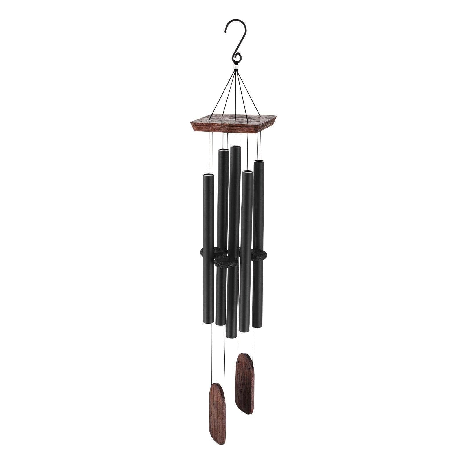 image-VEVOR Wind Chimes for Outside, 48 in, Deep Tone Wind Chimes with 5 Tubes, Unique Large Memorial Wind Chimes for Anniversary, Amazing Outdoor Decor for Your Patio, Porch, Garden and Backyard, Black