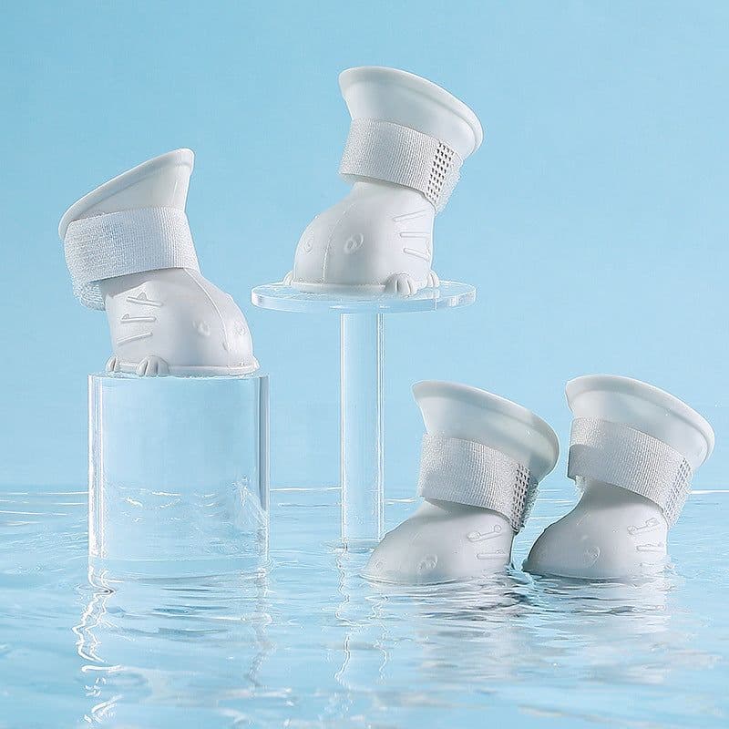 image-Dog Rain Boots 4Pcs Pet Dog Puppy Warm Waterproof Silicone Non-Slip Rain Boots Footwear Shoes Dog Cat Pet Toy Dog Rain Boots Dog Rain Shoes, Cat Rain Boots, Waterproof Foot Cover, Soft Bottom Shoes