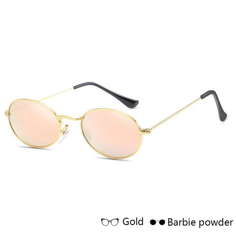 image-Fashion Women Sunglasses Famous Oval Sun Glasses Luxury Brand Metal Round Frames Black Small Cheap Eyewear