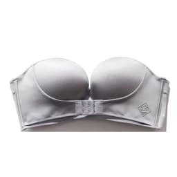 image-Strapless underwear women's non-slip small chest thickened gather bra top support without steel ring invisible chest stickers one shoulder half cup