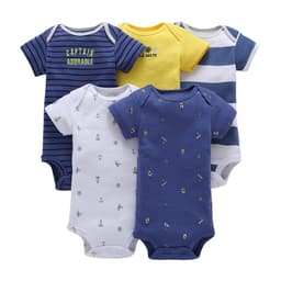 image-A generation of summer baby boy cotton short-sleeved mixed color haze triangle romper 5 five-piece suit T0031