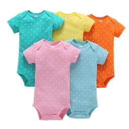 image-A generation of summer baby boy cotton short-sleeved mixed color haze triangle romper 5 five-piece suit T0031