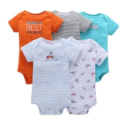 image-A generation of summer baby boy cotton short-sleeved mixed color haze triangle romper 5 five-piece suit T0031