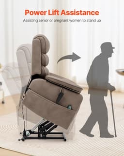 image-VEVOR Power Lift Recliner Chair, Lift Chair with Heat and Massage for Elderly, Dual Motor Recliner Chair with a Cup holder, Infinite Position Adjustment Electric Recliner (Medium-Wide, Light Brown)