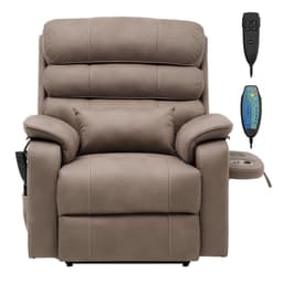 image-VEVOR Power Lift Recliner Chair, Lift Chair with Heat and Massage for Elderly, Dual Motor Recliner Chair with a Cup holder, Infinite Position Adjustment Electric Recliner (Medium-Wide, Light Brown)