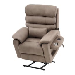 image-VEVOR Power Lift Recliner Chair, Lift Chair with Heat and Massage for Elderly, Dual Motor Recliner Chair with a Cup holder, Infinite Position Adjustment Electric Recliner (Medium-Wide, Light Brown)