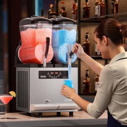 image-VEVOR Commercial Slushy Machine, 12Lx2 Double Tank Frozen Drink Machine, 96 Cups Stainless Steel Margarita Smoothie Frozen Drink Maker, Slushie Maker for Home Party Restaurants Cafe Bars