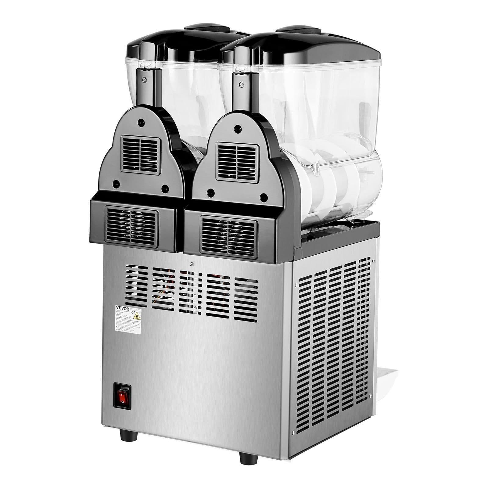 image-VEVOR Commercial Slushy Machine, 12Lx2 Double Tank Frozen Drink Machine, 96 Cups Stainless Steel Margarita Smoothie Frozen Drink Maker, Slushie Maker for Home Party Restaurants Cafe Bars