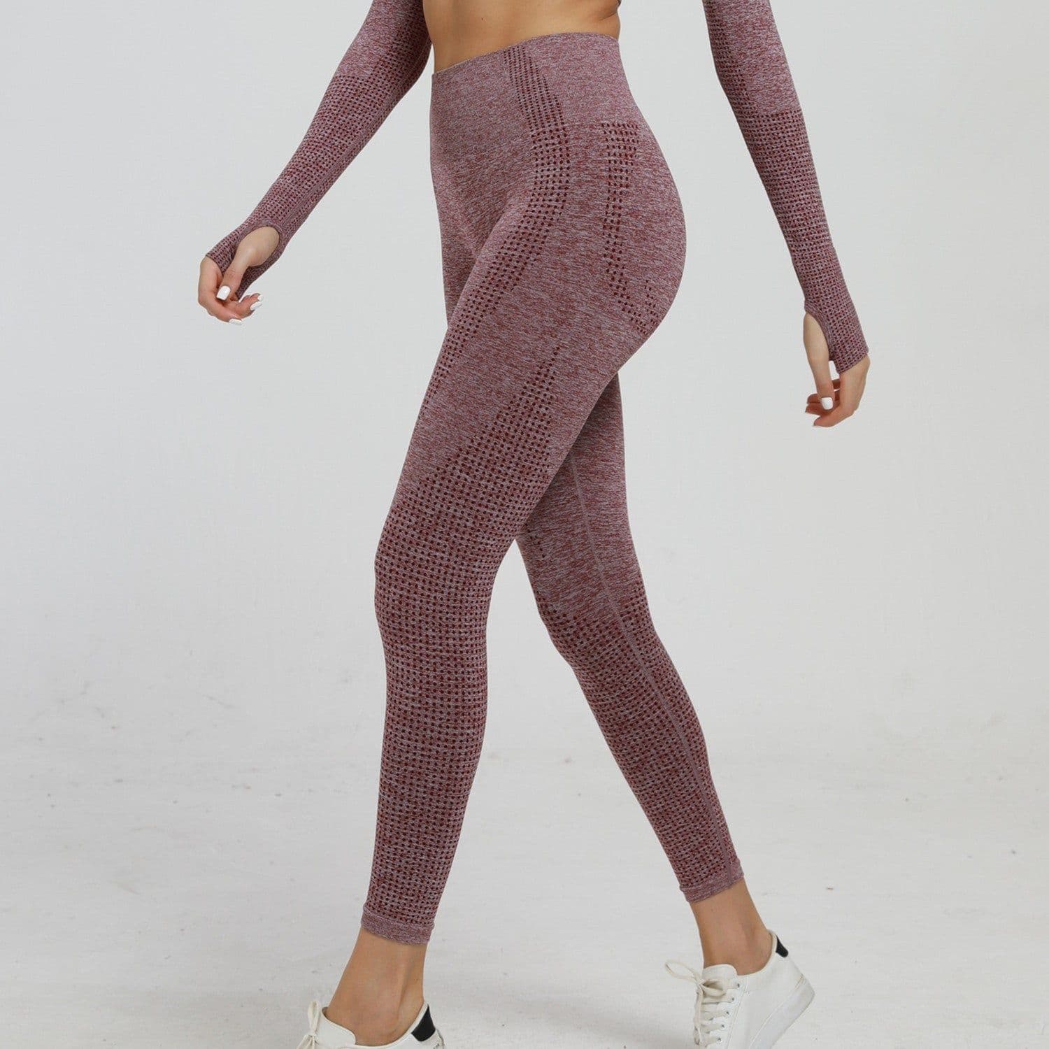 image-AliExpress wish Amazon Small dot jacquard seamless nine-point pants fitness pants hips and belly pants
