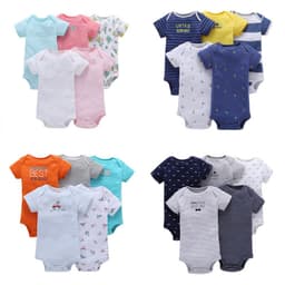image-A generation of summer baby boy cotton short-sleeved mixed color haze triangle romper 5 five-piece suit T0031