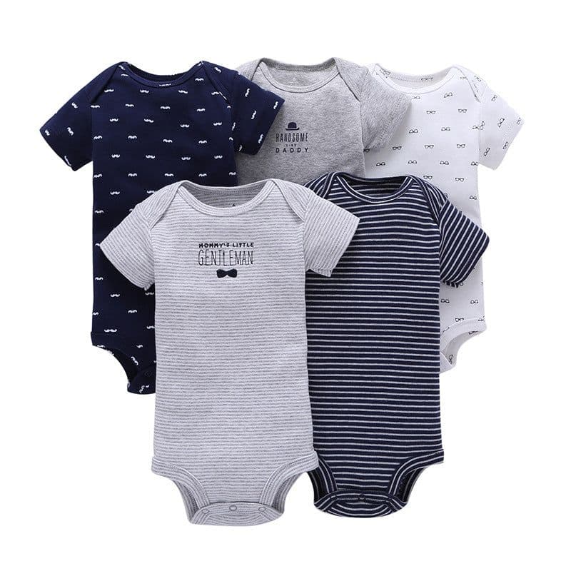 image-A generation of summer baby boy cotton short-sleeved mixed color haze triangle romper 5 five-piece suit T0031
