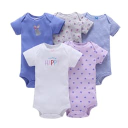 image-A generation of summer baby boy cotton short-sleeved mixed color haze triangle romper 5 five-piece suit T0031