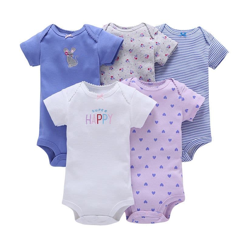 image-A generation of summer baby boy cotton short-sleeved mixed color haze triangle romper 5 five-piece suit T0031