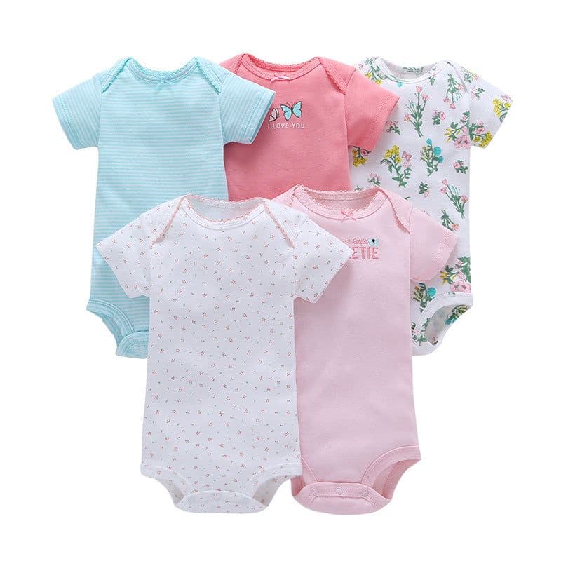 image-A generation of summer baby boy cotton short-sleeved mixed color haze triangle romper 5 five-piece suit T0031