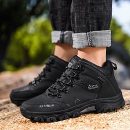 image-Autumn new outdoor hiking shoes high-top large size plus velvet cotton shoes hiking cross-country travel shoes sports and leisure men's shoes