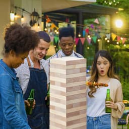 image-VEVOR Tumbling Timber Toy, 60 Blocks Giant Tumble Tower Blocks Game, Pine Wood Tumbling Tower Game with Storage Crate and Scoreboard, Wooden Stacking Game, Tumble Tower Family Games for Indoor/Outdoor
