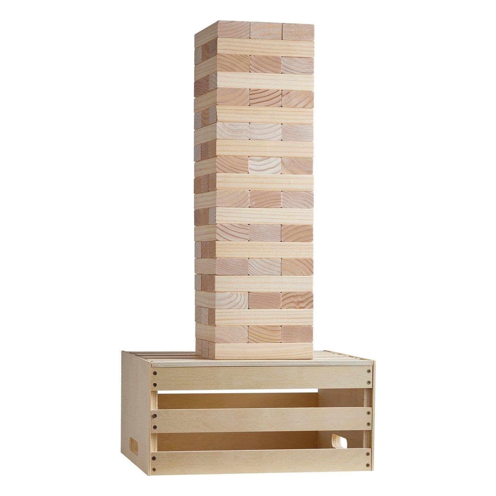 image-VEVOR Tumbling Timber Toy, 60 Blocks Giant Tumble Tower Blocks Game, Pine Wood Tumbling Tower Game with Storage Crate and Scoreboard, Wooden Stacking Game, Tumble Tower Family Games for Indoor/Outdoor