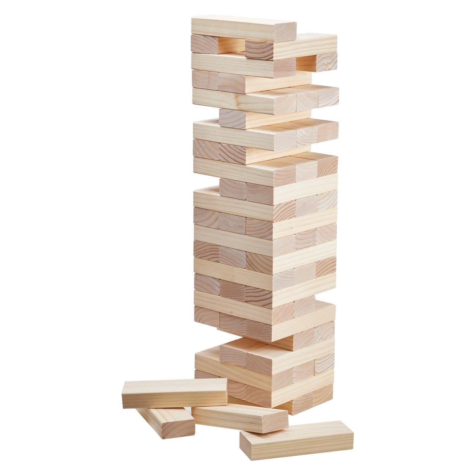 image-VEVOR Tumbling Timber Toy, 60 Blocks Giant Tumble Tower Blocks Game, Pine Wood Tumbling Tower Game with Storage Crate and Scoreboard, Wooden Stacking Game, Tumble Tower Family Games for Indoor/Outdoor