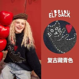 image-New Yew Cat Jacquard Casual Knit Pullover Sweater Women,Spring Vintage